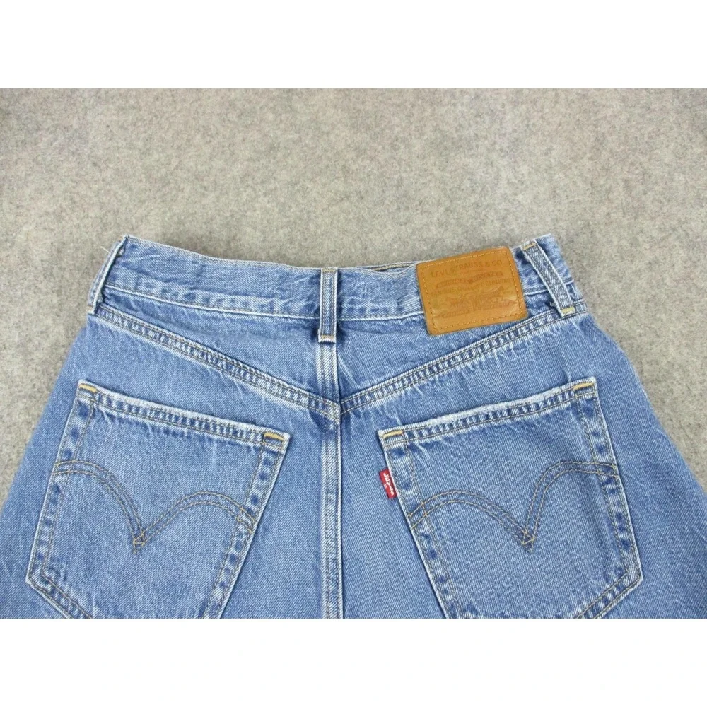Levis Shorts Womens 26 Blue High Loose Premium Big E Denim Relaxed Medium Wash